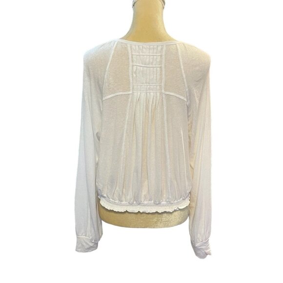Free People White Balloon Sleeve Poet Semi-Sheer Top Blouse Size Small - Picture 4 of 9